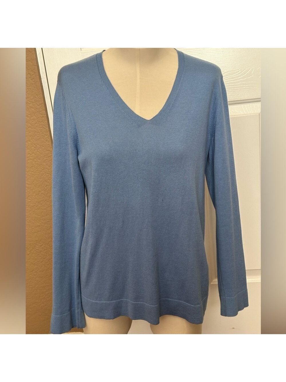 J. Jill Slate Blue Silk Cotton Blend Sweater